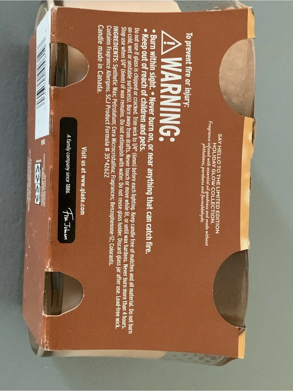 Glade Cozy Vanilla Cappuccino Candle Set - Brown